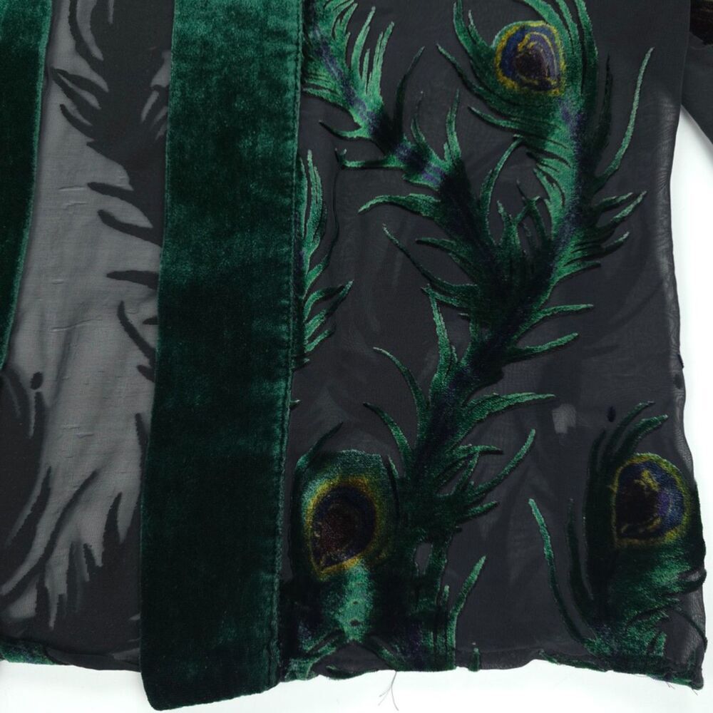 CITRON Santa Monica Sheer Silk Velvet Kimono Cover Up Peacock Boho Lagenlook - Picture 4 of 9